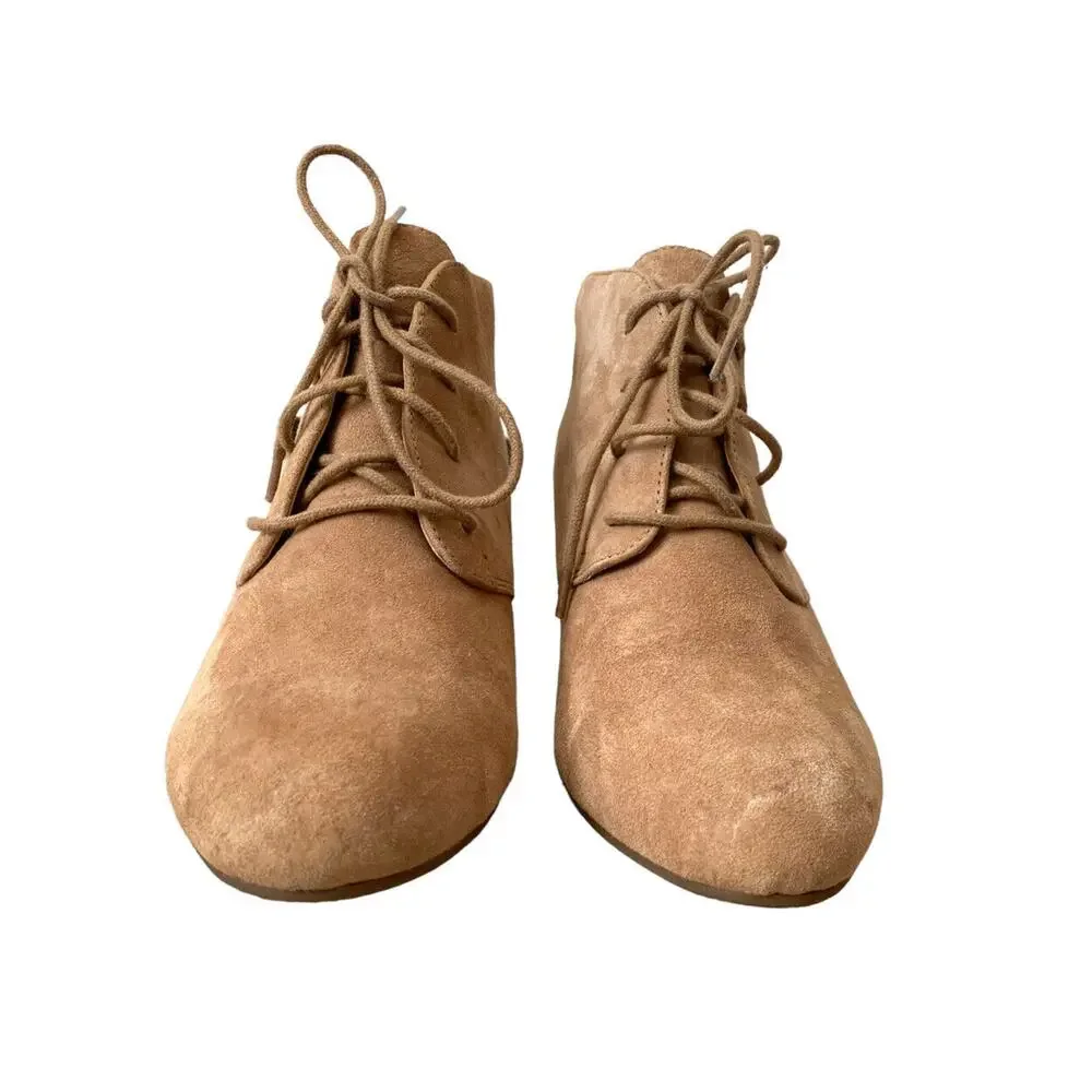 Vionic Elevated Becca Wedge Suede Weather-resistant Bootie Light Tan US 6.5